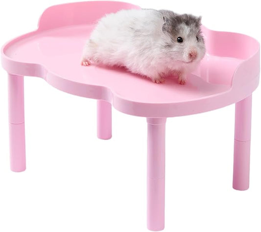 Hamster Play Color Plastic Platform Waterproof for Exercise Wheel Food Bowl Water Bottle and Other Cage Accessories (Peach Pink, 6.3" Height)