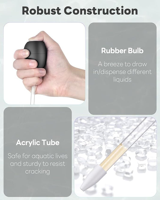 Pawfly Aquarium Coral Feeder - Long Pipette for Coral Food Feeding Tube - Manual Excreta Cleaner - Acrylic Syringe for Reef Marine Fish & Shrimp