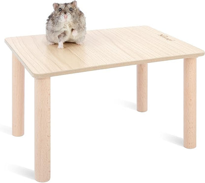 Niteangel Hamster Play Wooden Platform for Dwarf Syrian Hamsters Gerbils Mice Degus or Other Small Pets (11.8 L x 8.2 W - 5.9'' Height, Burlywood)