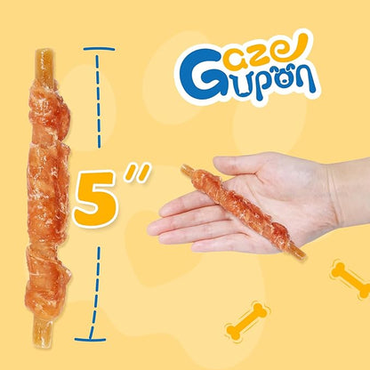 Gazeupon Dog Dental Treats, Chicken Wrapped Peanut Butter Sticks, Healthy Training Snacks for Dogs, Easy to Digest, w/Glucosamine Chondroitin