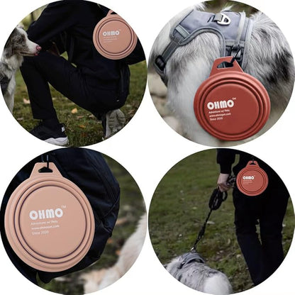 OHMO Large Collapsible Dog Bowls, (2 Pack 27oz/800ml) Premium Silicone Portable Travel Water Food Foldable Bowls Pet Feeding Bowl for Outdoor Camping Hiking