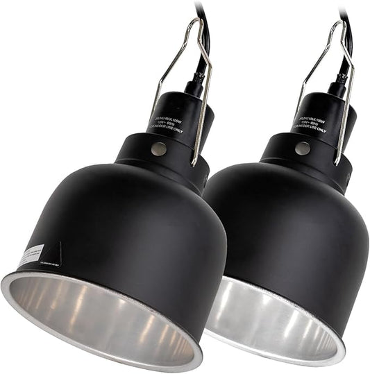 Reptile Light Fixture 2 Pack, 5.5 in Deep Dome Reptile Heat Lamp Fixture, Optical Reflection Terrarium Light Fixture for Reptile UVB UVA Heat Basking Bulbs