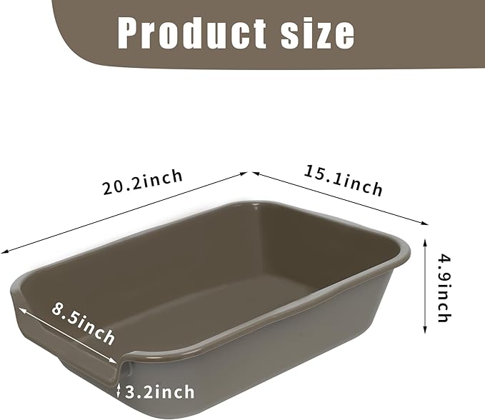 1 Pack Extra Large Dog Litter Box Pan Tray (ABS Material), Low Entry Jumbo Senior Litter Boxes for Multiple Kitten Big Cats, Pet Safe Indoor Dog Potty (Light Gray, 20" L x 15" W)