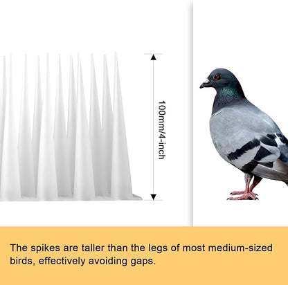 OFFO Bird Spikes Pigeon Outdoor Spikes for Cat Keep Birds Raccoon Woodpecker Away Covers 8 Feet(2.44m), Frosted White