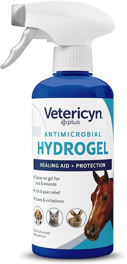 Vetericyn Plus All Animal Wound Care Hydrogel Spray | Healing Aid and Wound Protectant, Sprayable Gel to Relieve Dog, Cat, Horse Itchy Skin, Safe for All Animals. 16 ounces