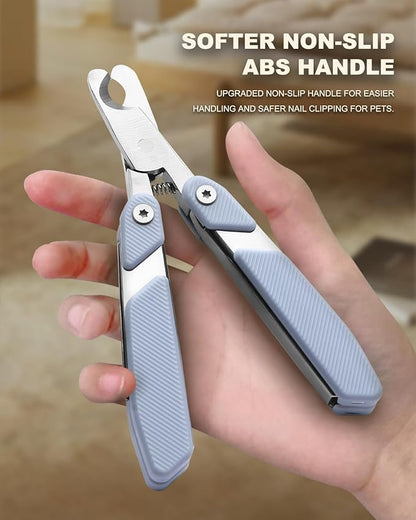 Foldable Cat Nail Clipper, Stainless Steel Dog Nail Trimmers Toenail Clippers, Professional Pet Nail Cutter for Cats Rabbits Hamsters Birds Medium Small Dog, Portable Cortauñas para Perros (Blue)