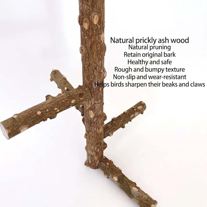 Bird Perch Stand Toy, Natural Wood Parrot Perch Bird Cage Branch Perch Accessories for Parakeets Cockatiels Conures Finches Lovebirds (S)