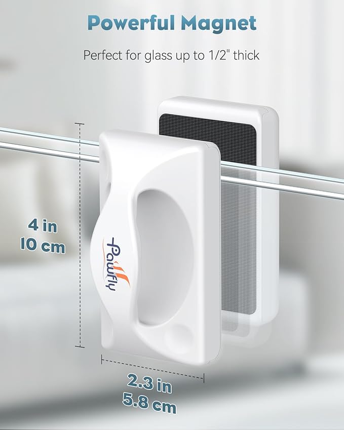 Pawfly 4" Mini Aquarium Magnet Glass Cleaner, Magnetic Fish Tank Cleaner for Glass Aquariums, Strong Magnetic Brush Cleaning Tool for Glass Fish Tanks up to 40 Gallons