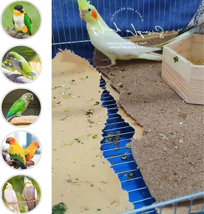 25PCS Gravel Paper for Bird Cage,11" x17" Bird cage Liner Gravel Paper Special for Bird Cage in sea Sand-Great for Hard-Billed Birds Safe& Clean & Easy for Improved Digestion…