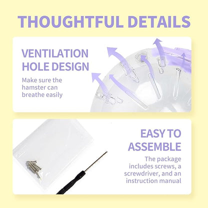 5.9 inch Hamster Ball, Exercise Toys, Running Ball, Clear Plastic Balls, Large Space, Easy to Clean, Hamster Cage Accessories, for Small Hamsters, Syrian Dwarf Hamster, Purple