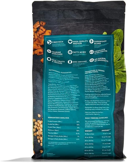 Whole Paws by Whole Foods Market, Grain-Free Adult Dog Food, Ocean-Caught Whitefish & Sweet Potato Recipe, 4 Pound (Pack of 2)