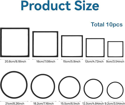 Bewudy 10PCS Fish Feeding Rings Sets, Aquarium Floating Plant Corral Fish Tank Feeding Circle Aquarium Feed Circle Round Feeder Ring Square Floating Plant Ring for Intercepts Float Plants(Black)