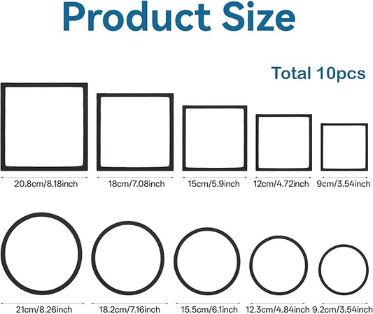 Bewudy 10PCS Fish Feeding Rings Sets, Aquarium Floating Plant Corral Fish Tank Feeding Circle Aquarium Feed Circle Round Feeder Ring Square Floating Plant Ring for Intercepts Float Plants(Black)