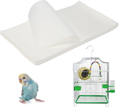 100 Pcs Bird Cage Liner Papers, 20 x 11 inch Non-Woven Gravel Liner Paper for Bird Cage, Disposable Cage Paper Liners Precut Absorbent Bird Cushion Paper Pad Accessories for Parrot Pet Cages