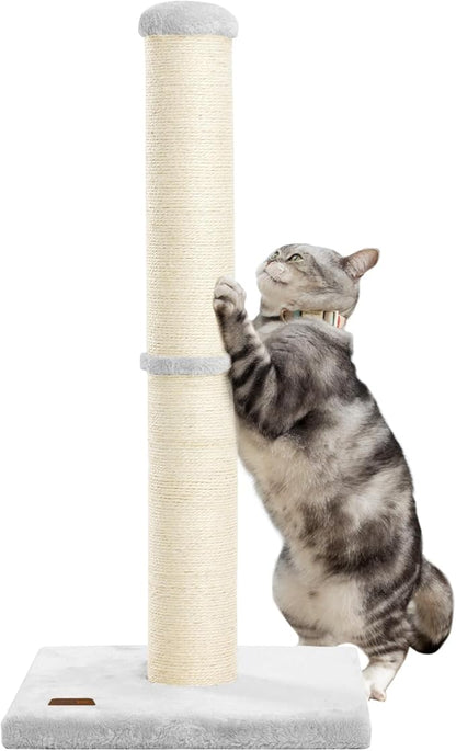 34inch Cat Scratching Post with Natural Sisal Rope 4.3Inch Large Diameter Scratcher Post Tree for Indoor Cats Grey