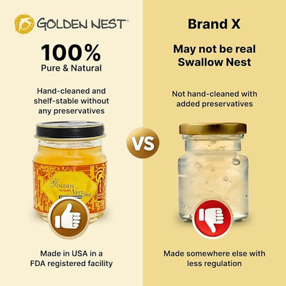 Golden Nest Premium Bird Nest Soup, Swallow Bird Nest 100% Natural - Made in USA, (燕窩) 6 bottles x 75ml (2.5 oz.) (1 box = 6 bottles x 75ml, Ginseng)