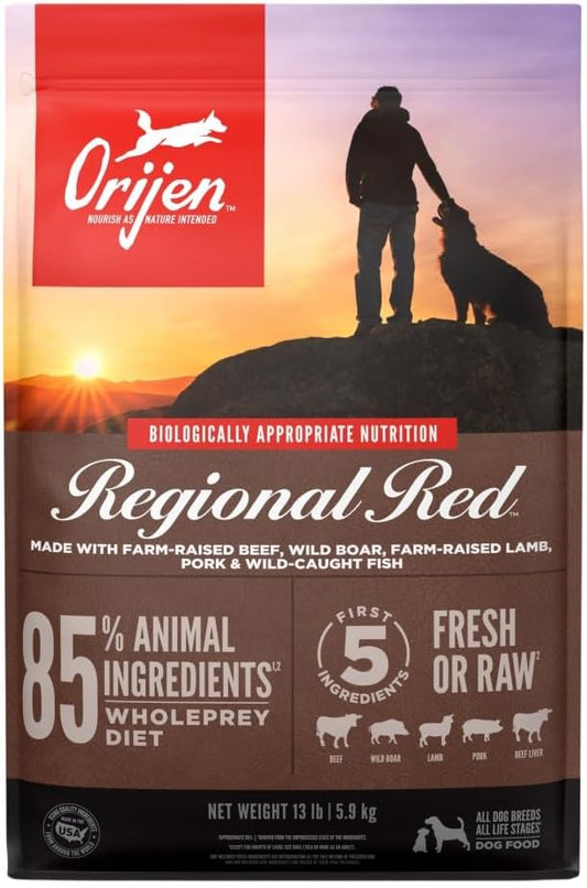 ORIJEN Grain Free Poultry Free High Protein Dry Dog Food Regional Red Recipe 13lb Bag