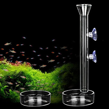 Shrimp Feeding Tube and Dish,2 Cup Clear Crystal Glass Fish Tank Shrimp Feeder Tube Tray