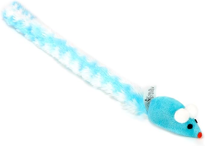 CHIWAVA 4 Packs 15 Inch Long Soft Plush Cat Toys Mice with Rattle Rustle Sound Small Mouse Activity Interactive Toy