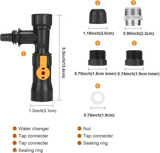Water Changer, Aquarium Water Changer, Fish Tank Siphon, with 2 PCS Faucet Adapters, for Aquarium Quick Water Change