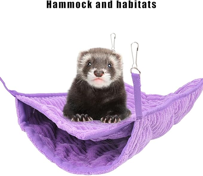 Large Ferret Hammock, Hanging Tunnel Bed for Cage Fit Rats Chinchilla - Purple