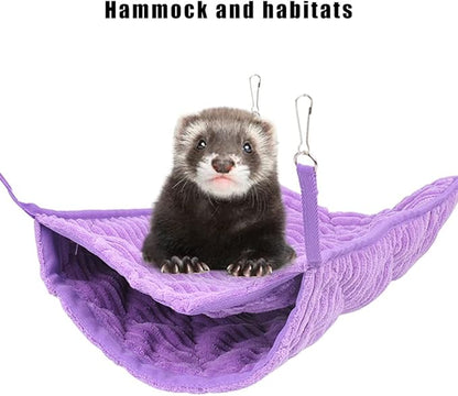 Large Ferret Hammock, Hanging Tunnel Bed for Cage Fit Rats Chinchilla - Purple