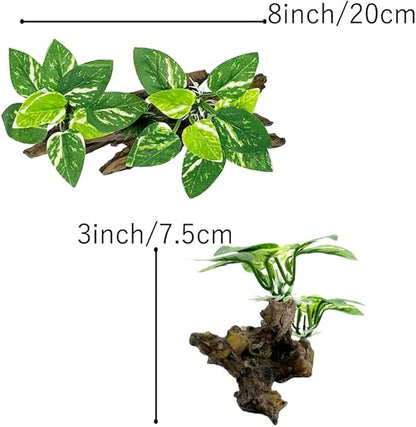 Smoothedo-Pets Fish Tank Decorations Aquarium Decor Ornaments Betta Silk Leaf pad Hammock Artifical Driftwood Cave Goldfish Bowl Accessories (Type-B)