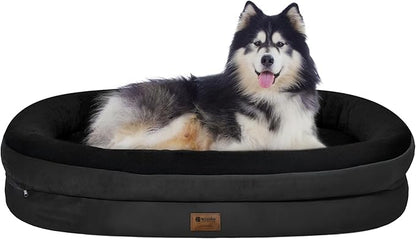 Orthopedic Washable Large Dog Bed: Memory Foam Waterproof Pet Bed with Bolsters - Removable Washable Cover for XL XXL Extra Large Sized Dog Bed - Non-Slip Bottom - Black