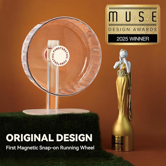 Super Silent Hamster Wheel 10.4 Inch, Magnetic Large Rat Wheel for Chinchilla, Gerbil, Guinea Pig, Cat, Mouse, Sugar Glider and Dwarf, Syrian Hamster Accessories (Cream White)