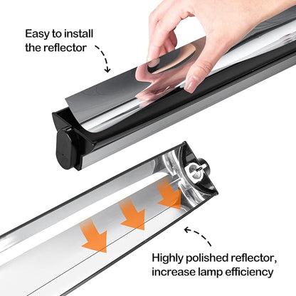 Oiibo T5 UVB Reptile Lighting Combo Kit, Reptile Light Fixture with Desert 12.0 UVB Bulb High Output T5 HO UVB Reptile Light with Detachable Curved Reflector(24W)