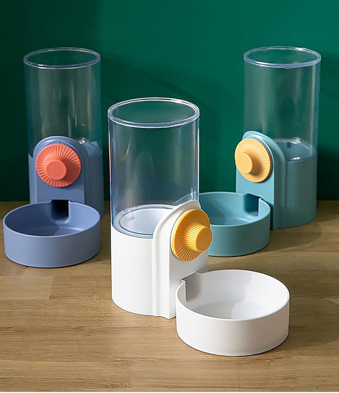 Kenond 40oz Hanging Automatic Rabbit Food Water Dispenser, Auto Gravity Dog Feeder and Waterer Set, Cage Cat Food Bowl Dog Feeding Station for Ferret and Kitten Bunny Chinchilla Hedgehog Puppy(White)