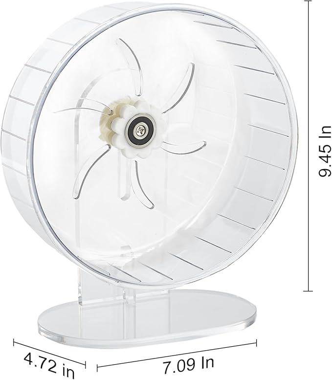 Silent Hamster Exercise Wheel - Hamster Toys Cages Accessories 9.45 Inch Running Spinner with Adjustable Stand Quite Runner for Small Animal Pet Gerbil Dwarf Syrian Hedgehog Rat Mouse Mice