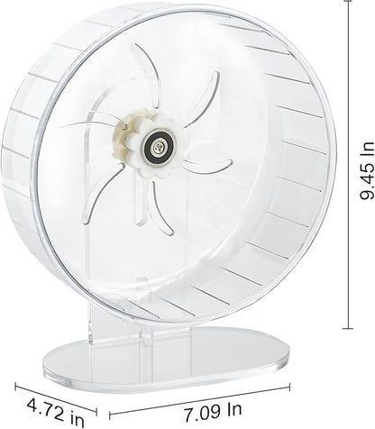 Silent Hamster Exercise Wheel - Hamster Toys Cages Accessories 9.45 Inch Running Spinner with Adjustable Stand Quite Runner for Small Animal Pet Gerbil Dwarf Syrian Hedgehog Rat Mouse Mice