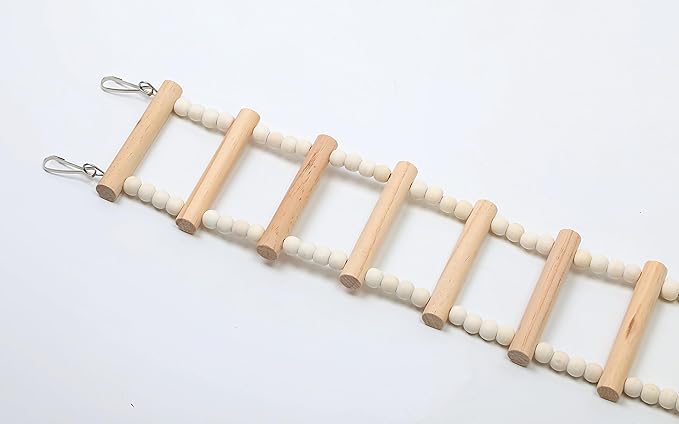 SIMENA Wooden Climbing Ladder for Birds & Hamsters, Interactive Swing & Ladder Toys for Small Pets – Ideal for Hamsters, Birds, Parrots, Squirrels, and Sugar Gliders (20 ladders, 43")