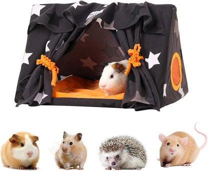 Guinea Pig Hideout with Curtain Guinea Pig Bed Curtain can be Retracted Bunny Hut Breathable Mesh Window Washable Skin-Friendly, for Hamster Hedgehog Chinchilla Small Pets