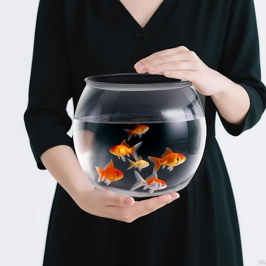 Geelin 1 Gallon Plastic Fish Tank Large Bowl Shatterproof with Crystal Clear Clarity for Terrarium, Flower Vase Centerpiece Gift for Fish Lovers(Round)