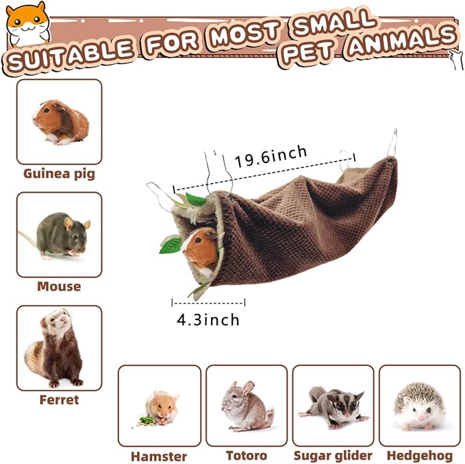 Ferret Rat Hammock, Guinea Pig Hideout, Warm Bed for Rat Ferret Guinea Pig Sleep and Play (4 Tunnel)