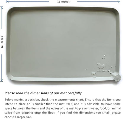 Hoki Found Silicone Pet Food Tray - Non Slip Pet Dog Cat Bowl Placemat - Feeding Mat - Waterproof Dog Cat Food Mats - For Carpet - Cream Green