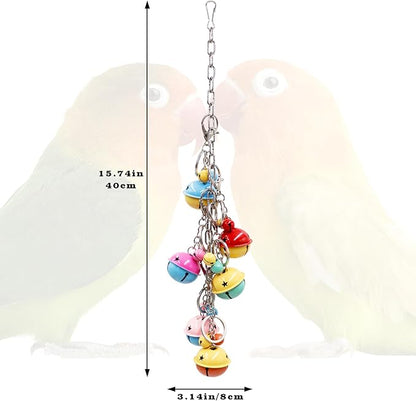 Oooct Bird Swing Bells Toys, Colorful Parrot Metal Bells, Hanging Bird Chewing Toys, Bird Cage Accessories, Suitable for Small to Medium Birds Budgie Lovebirds Conures Parakeets Cockatiels Rats