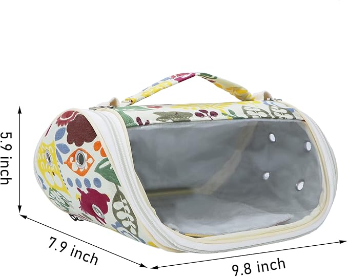 Wontee Small Pet Carrier Hamster Carrier Bag Portable Travel Carrier for Hamsters Mouse Baby Guinea Pig Hedgehog Sugar Glider Small Birds (M, Yellow Zoo)