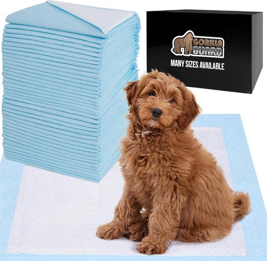 Gorilla Guard Disposable Puppy Pads, 150 Count 28x34 in, 5 Layer Pee Pads for Dogs, Absorbent Diaper Changing Pad, Dog Potty Training Supplies, Quick Dry Pet Housebreaking Essentials for Puppies