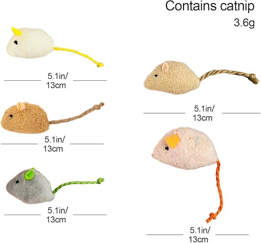 Shudyear cat Toys 10pcs Mouse Toys, Interactive Catnip Animal Toys for Indoor Kittens to Eliminate Boredom for Bored Indoor Cats (10pc)