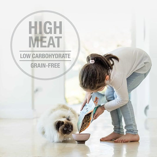 Feline Natural High Protein Dry Cat Food, Freeze-Dried Diet with 98% Meat, Organs & Seafood, No Peas, Grains, or Artificial Additives, Made in New Zealand, Lamb & King Salmon, 11oz