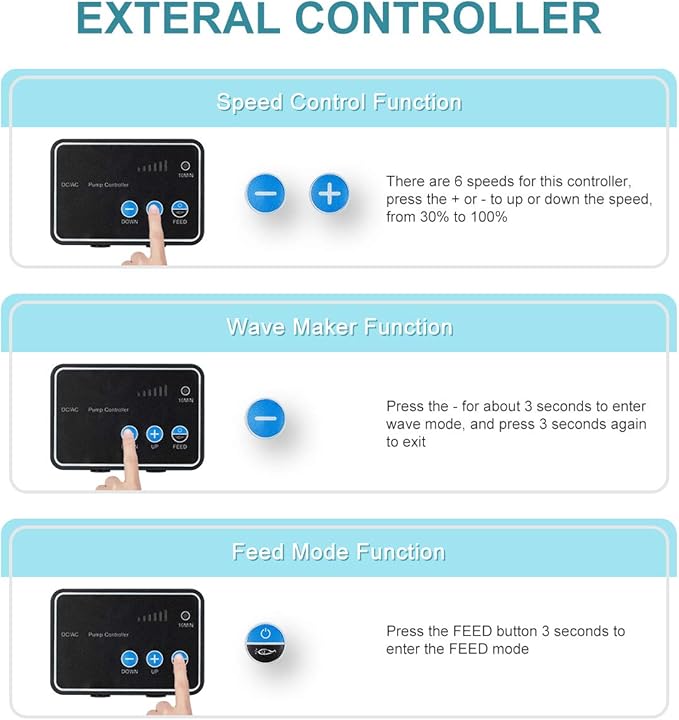 1850GPH 55W16FT Aquarium 24V DC Water Pump with Controller, Submersible and Inline Return Pump for Fish Tank,Aquariums,Fountains,Sump,Hydroponic,Pond,Freshwater and Marine Water Use