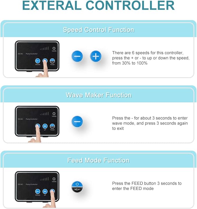 520GPH 20W 9FT Aquarium 24V DC Water Pump with Controller, Submersible and Inline Return Pump for Fish Tank,Aquariums,Fountains,Sump,Hydroponic,Pond,Freshwater and Marine Water Use