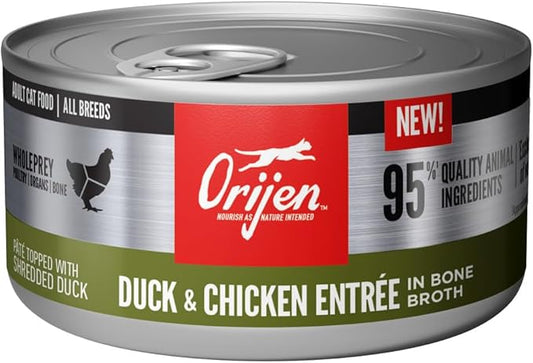 ORIJEN Premium Pate Wet Cat Food in Bone Broth Duck & Chicken Entrée 3oz Cans (24 Count)