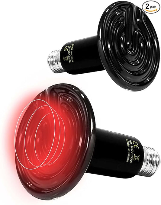 Max 3.34in diameter150W Reptile Heat Lamp(2 Packs)-Ceramic Heat Emitter for Reptiles Amphibian Pet Brooders Chicken Incubation, and Terrariums Turtle Lizard Bearded Dragon Snake E26