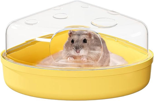 BUCATSTATE Hamster Sand Bath Box - Transparent Critter's Litter Box Sand Bath Shower Room & Digging Container Heighten Version for Guinea Pig Mice Gerbils or Other Small Pets (Small, Yellow)