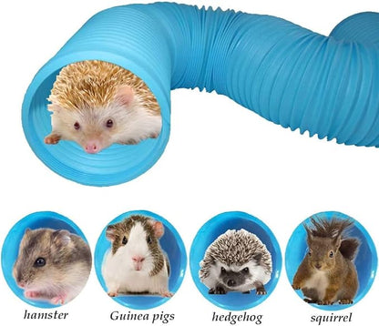 Plastic Hamster Tunnels,Small Animal Tubes,Foldable Exercising Training Ferrets Fun Tunnel Hamsters Hideout Tube 15 Pcs Pet Chew Toys for Guinea Pigs Chinchillas Rats Gerbils (Blue)
