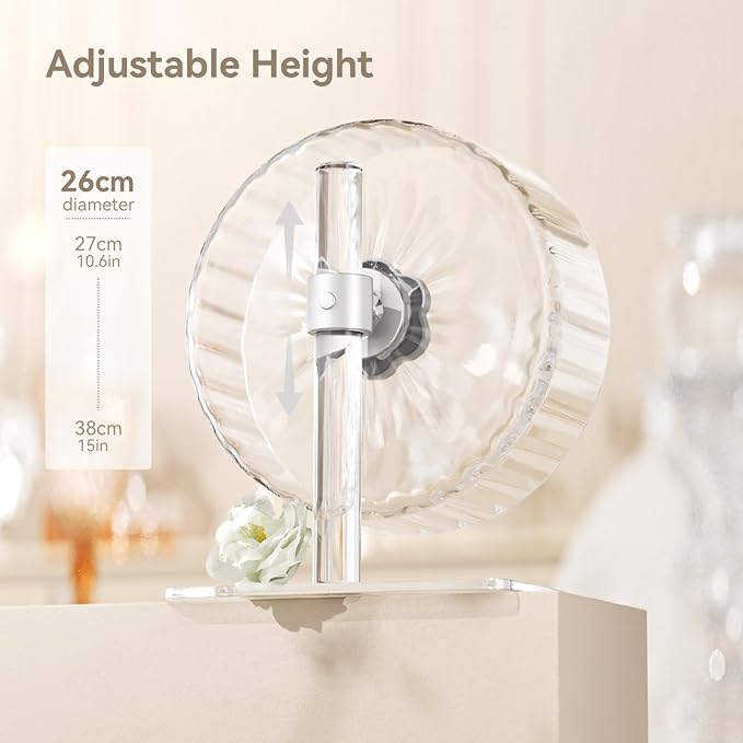 BUCATSTATE Hamster Exercise Wheel 10.2", Upgraded Super-Silent Spinner Hamster Running Wheels with Adjustable Base & Rust-roof Bearing for Dwarf Syrian Hamster Gerbils Rats